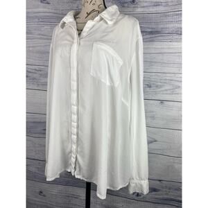 Beach Lunch Lounge Button Front Shirt Womens 3X Long Sleeves Tulip Back Viscose